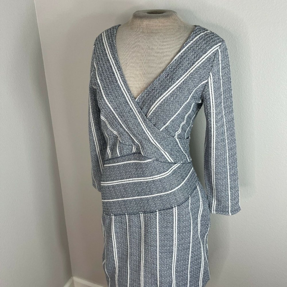 Maeve Anthropologie Knit Mini Dress Striped Blue White M Medium - Picture 3 of 7